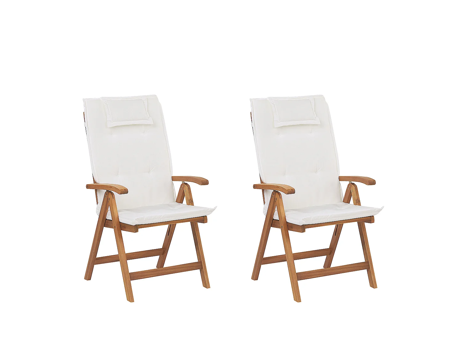 Lot de 2 chaises de jardin avec coussins JAVA Acacia Blanc cassé