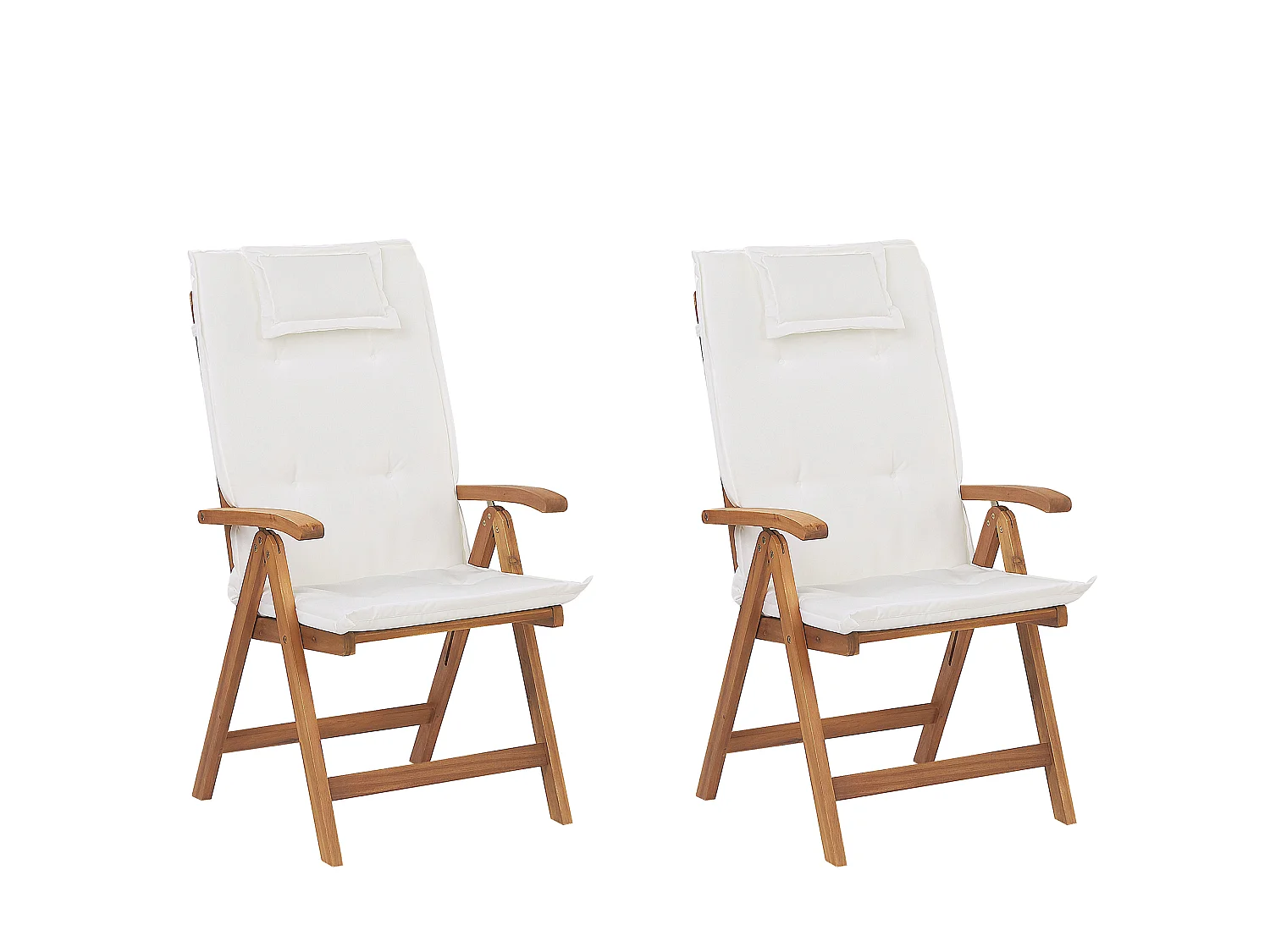 Lot de 2 chaises de jardin avec coussins JAVA Acacia Blanc cassé