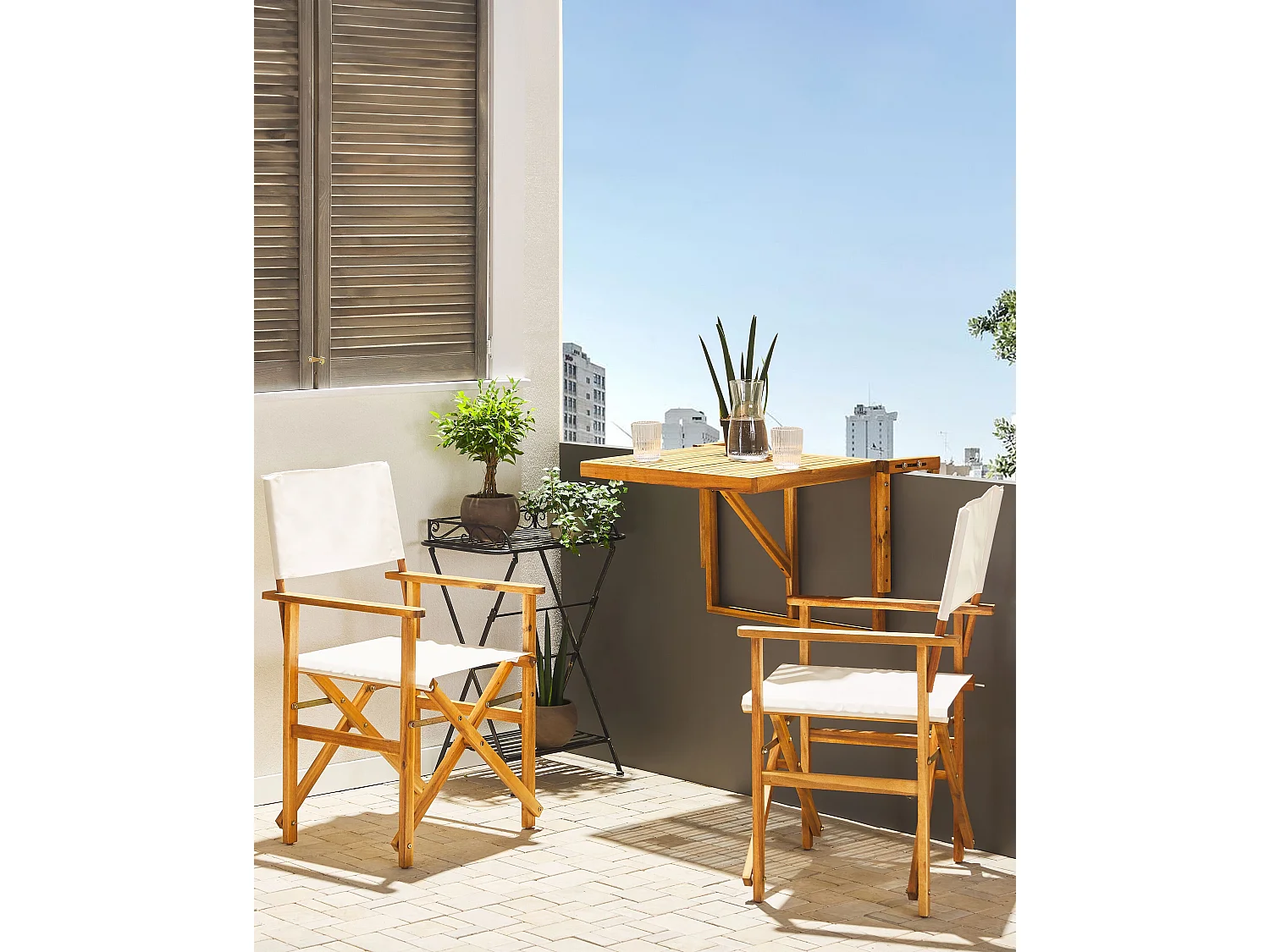 Lot de 2 chaises de jardin CINE Acacia Blanc cassé