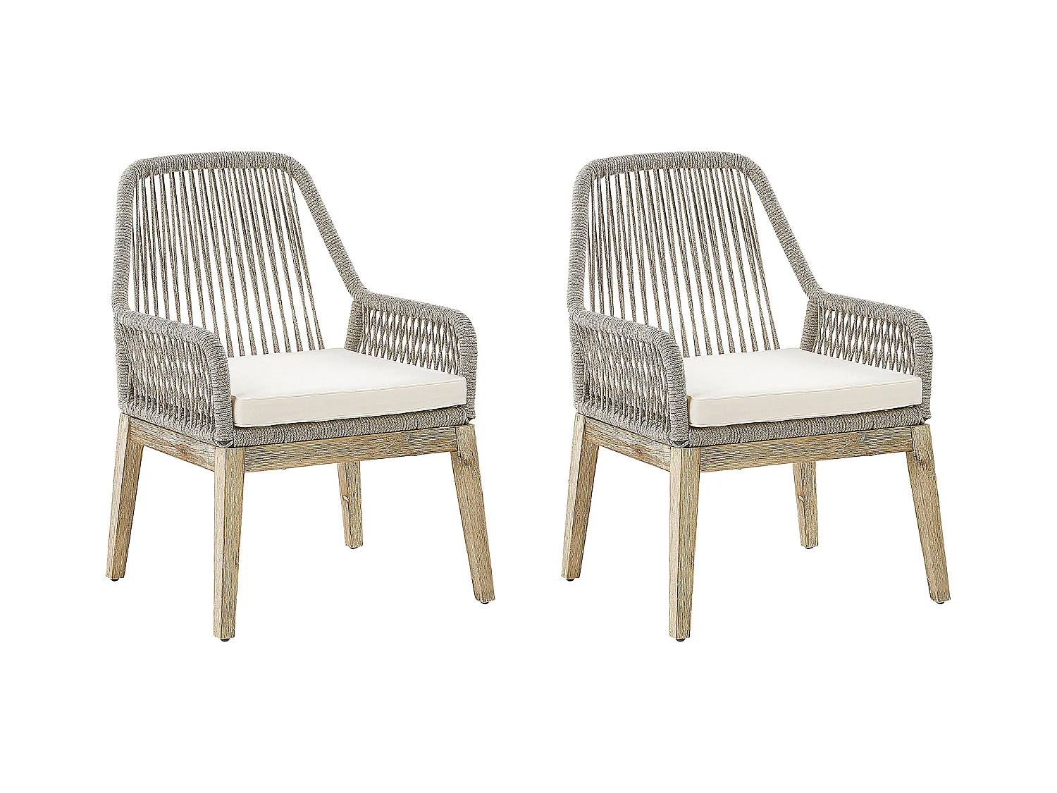 Lot de 2 chaises de jardin avec coussins OLBIA Blanc cassé