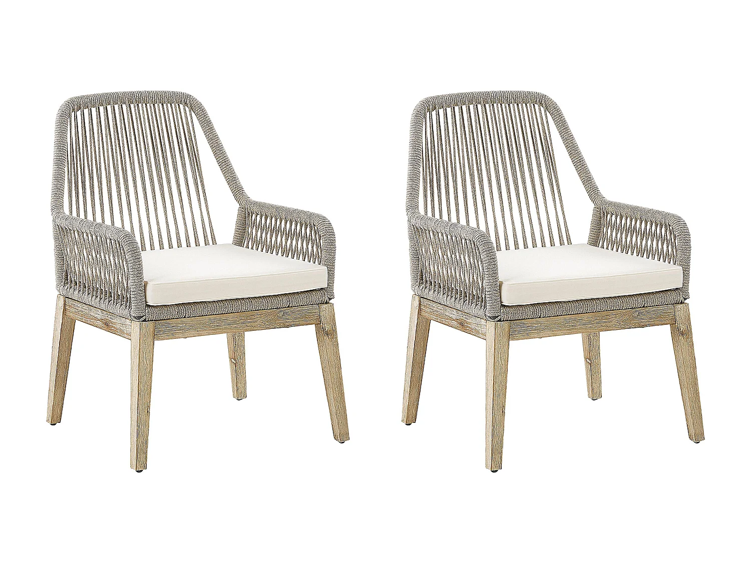 Lot de 2 chaises de jardin avec coussins OLBIA Blanc cassé