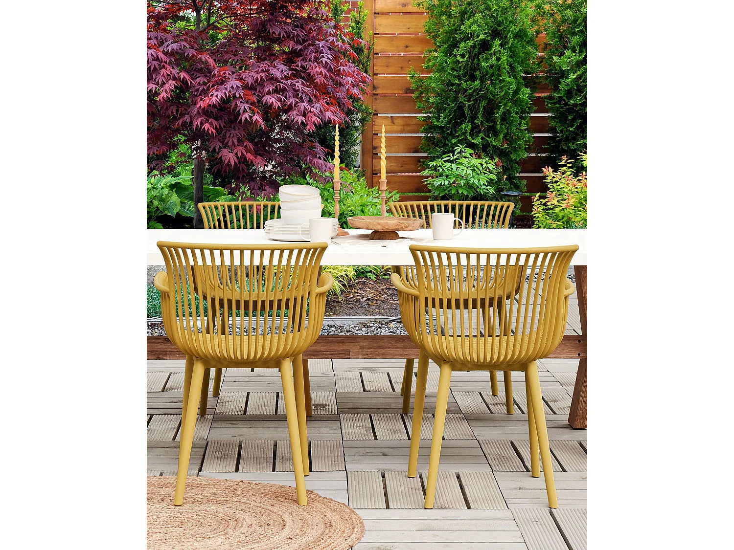 Lot de 4 chaises de jardin PESARO Jaune