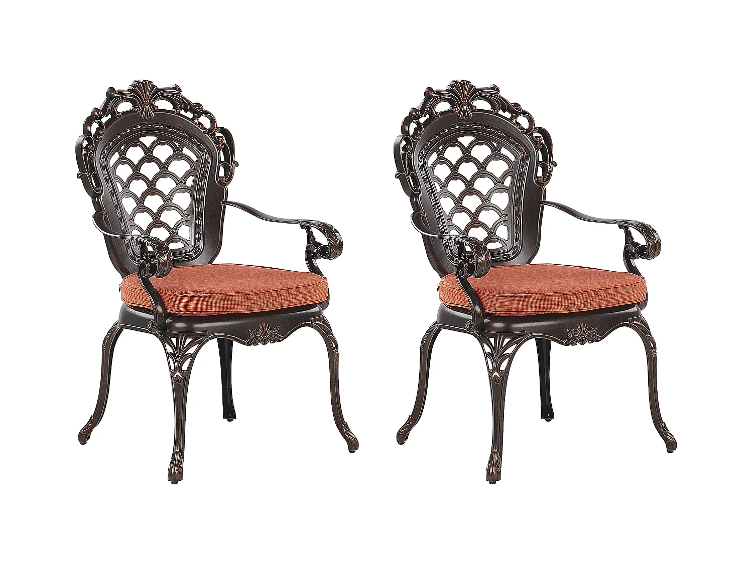 Lot de 2 chaises de jardin avec coussins LIZZANO Métal Marron foncé