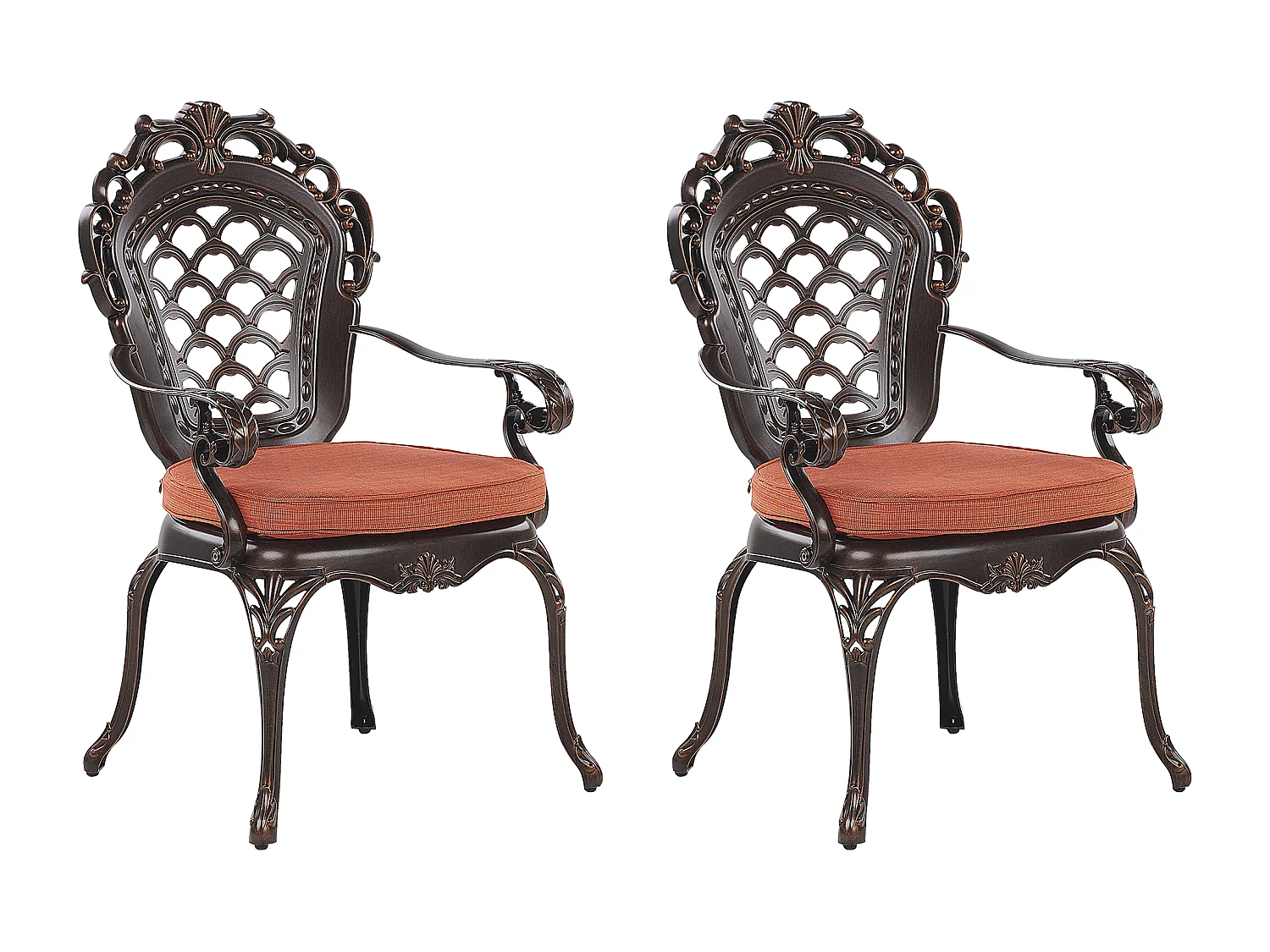 Lot de 2 chaises de jardin avec coussins LIZZANO Métal Marron foncé