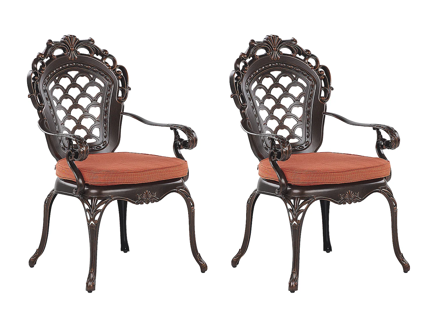 Zestaw 2 krzeseł ogrodowych z poduszkami LIZZANO Metal Ciemnobrązowy