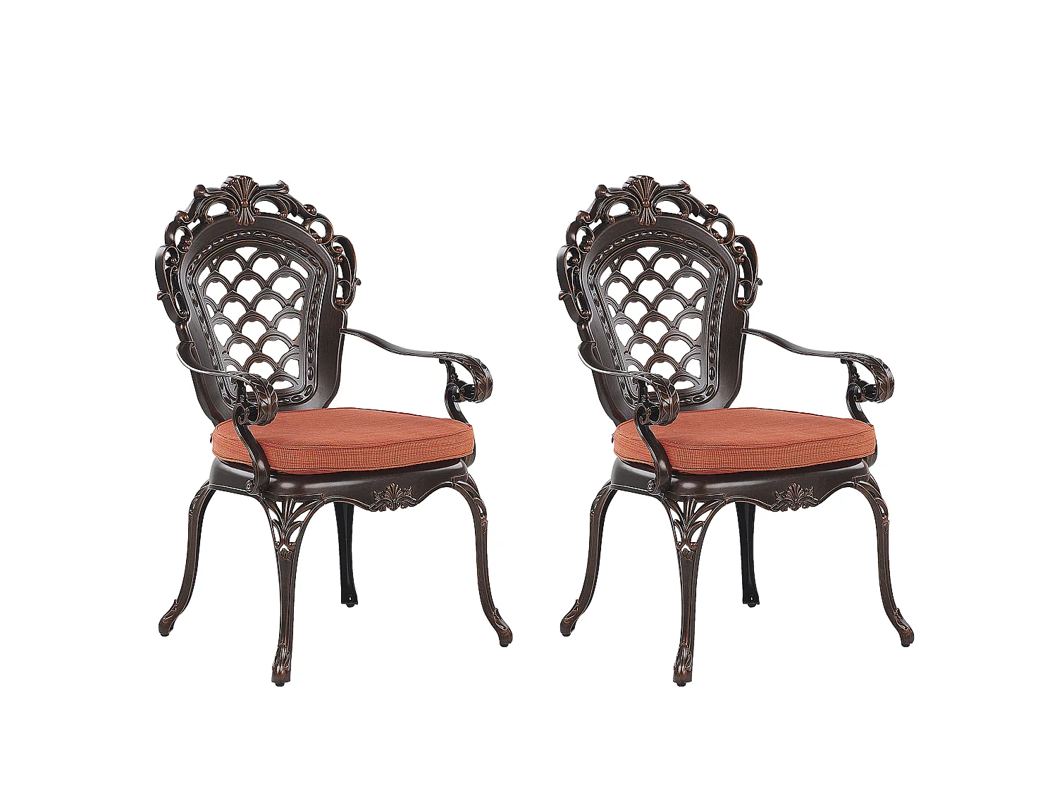 Lot de 2 chaises de jardin avec coussins LIZZANO Métal Marron foncé