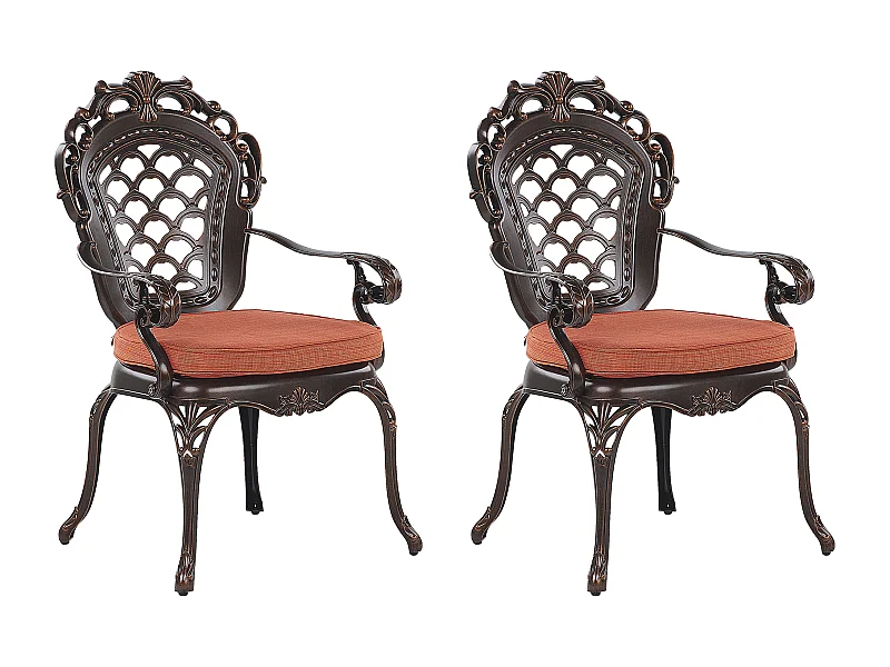 Elegantes Set bestehend aus 2 Gartenstühlen in Dunkelbraun Aluminium Lizzano