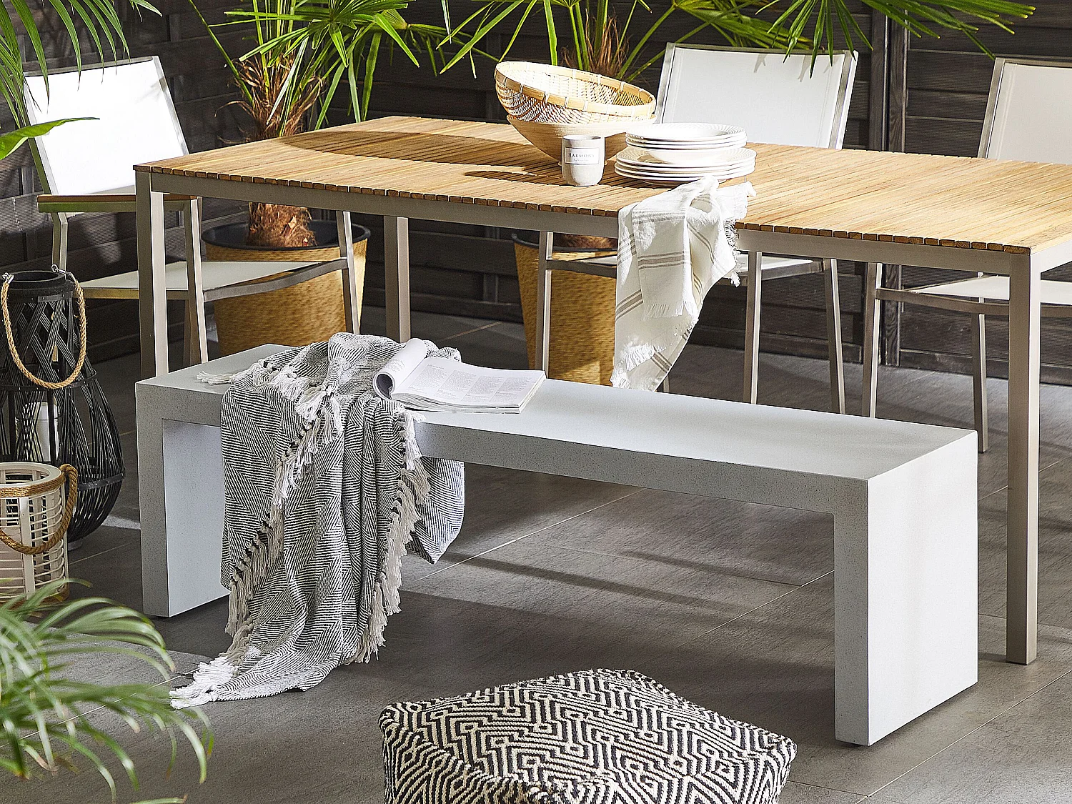 Garden Bench TARANTO 150 cm Concrete White