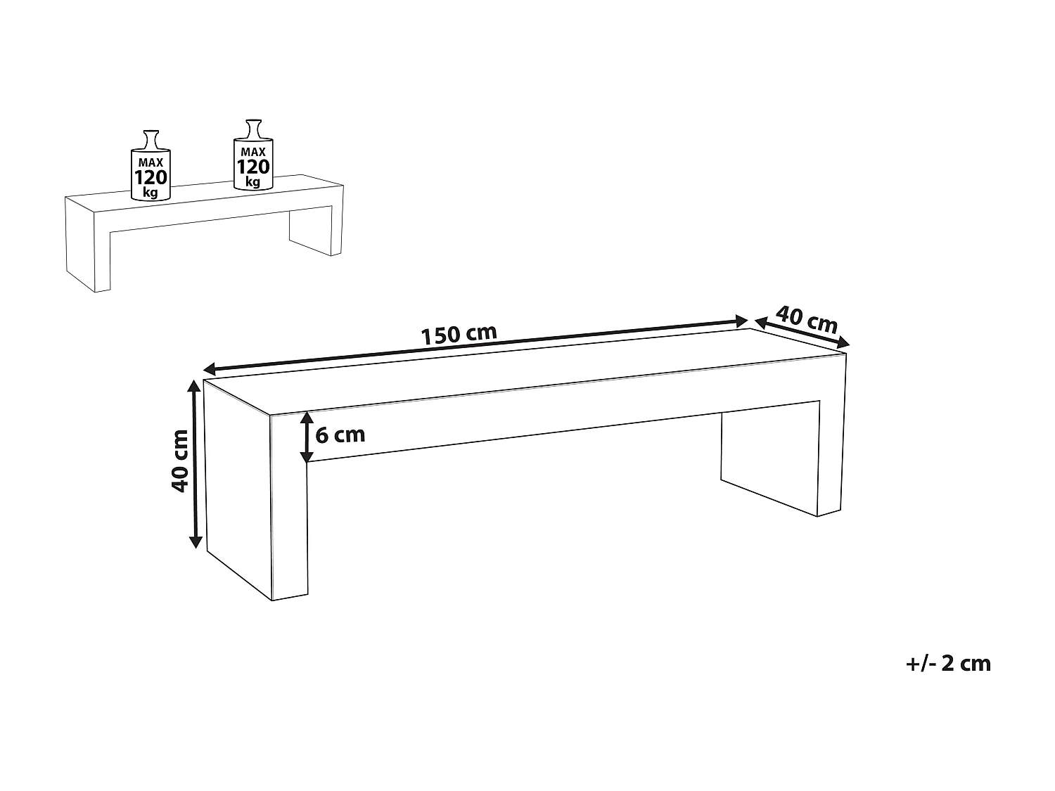 Panchina da giardino TARANTO 150 cm Cemento Bianco