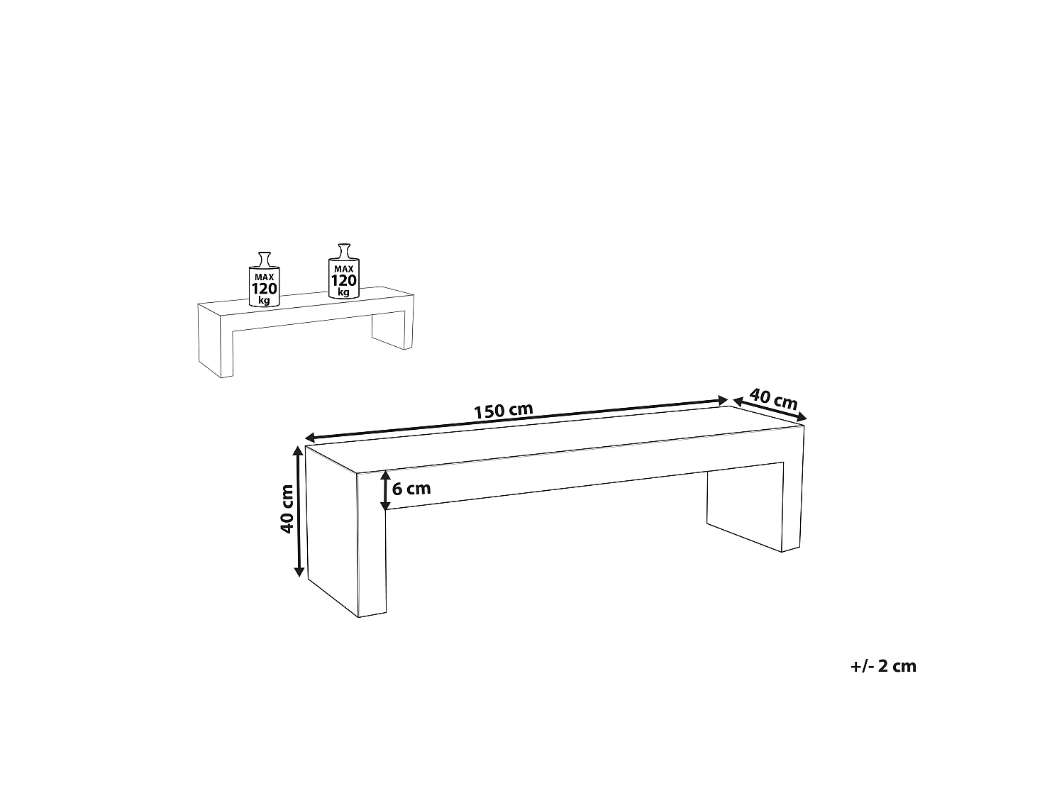 Garden Bench TARANTO 150 cm Concrete White