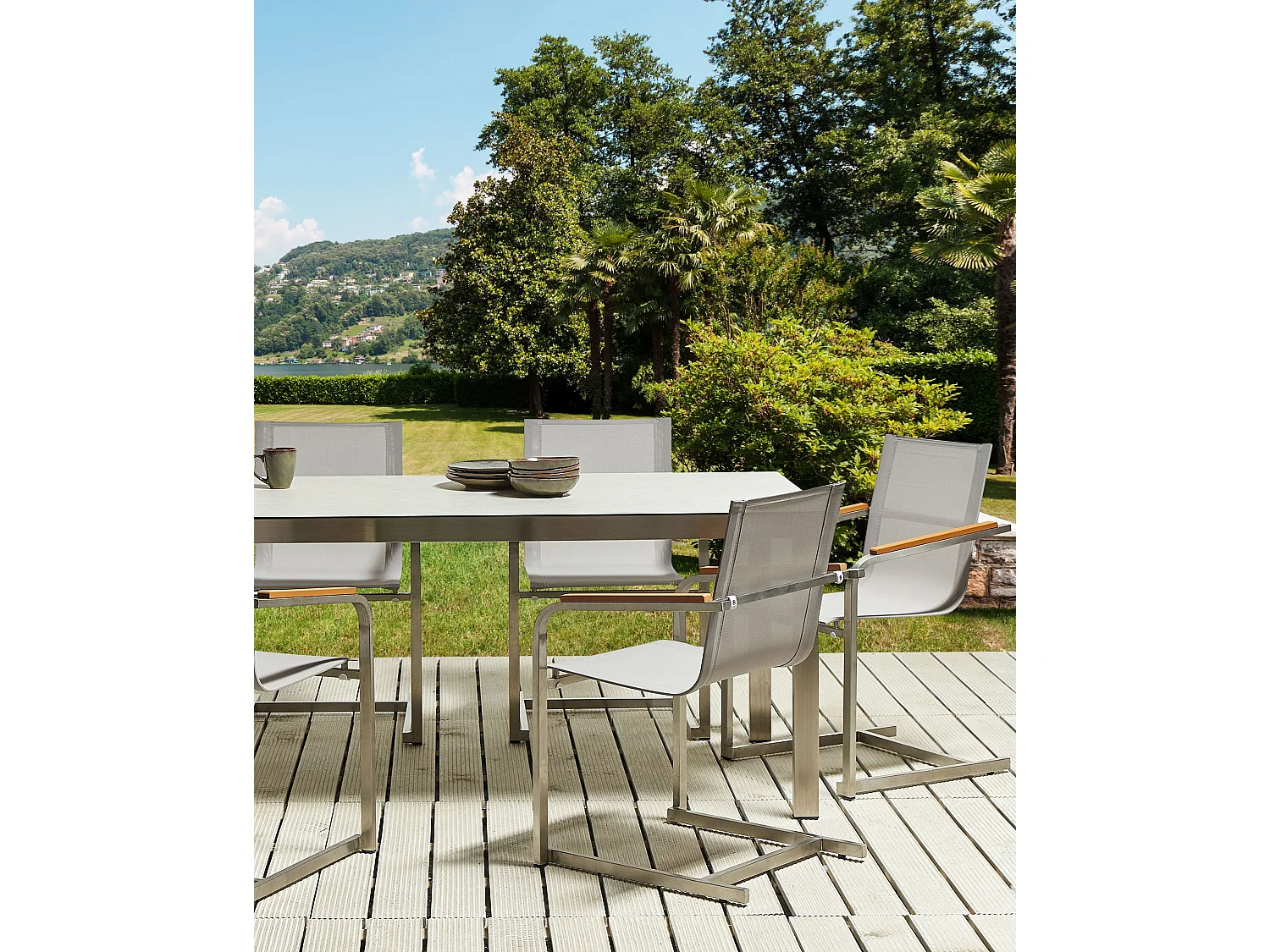 Set di 2 sedie da giardino COSOLETO Acciaio inox Beige