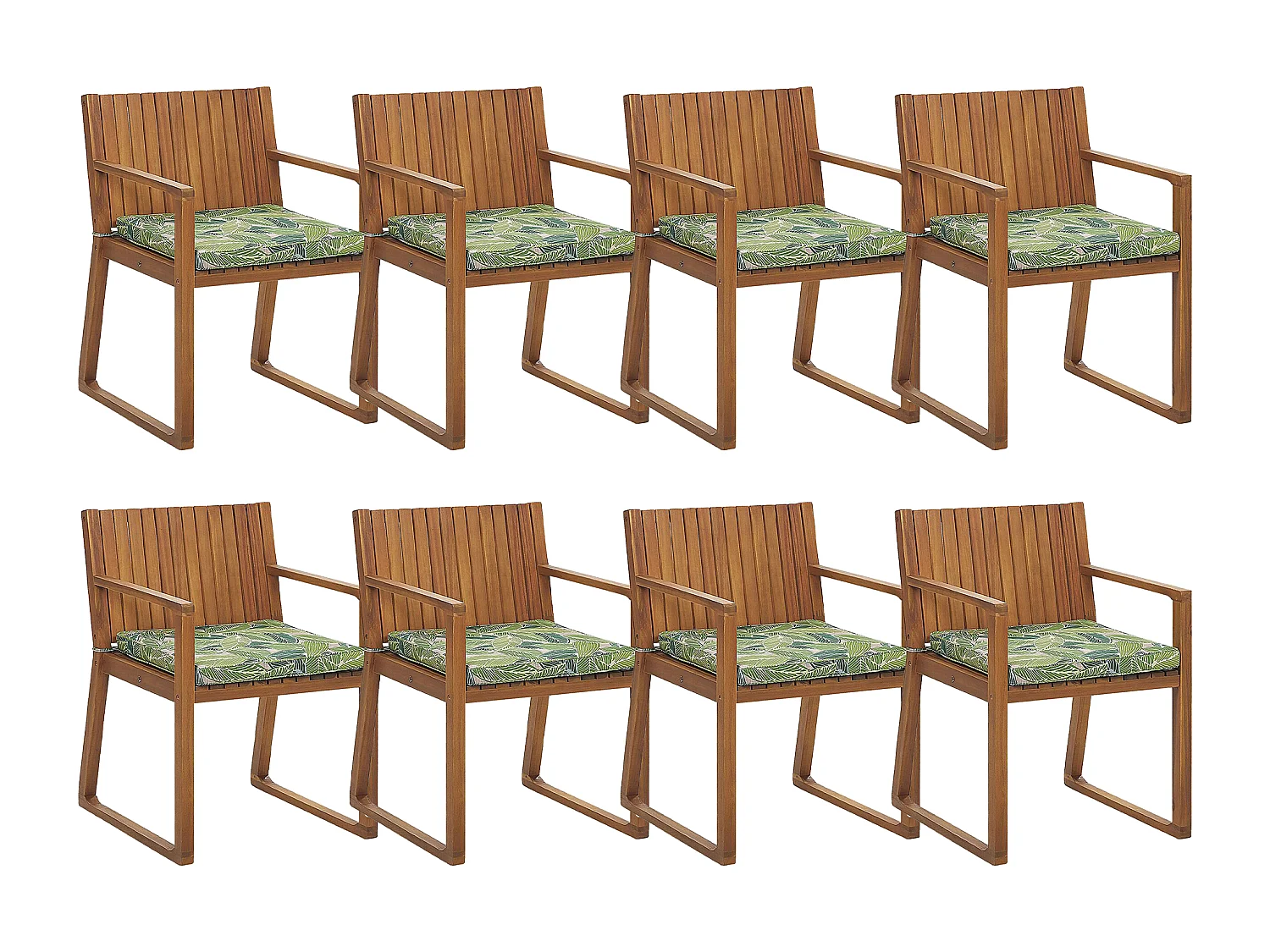 Set van 8 stoelen met zitkussen SASSARI Acaciahout Groen