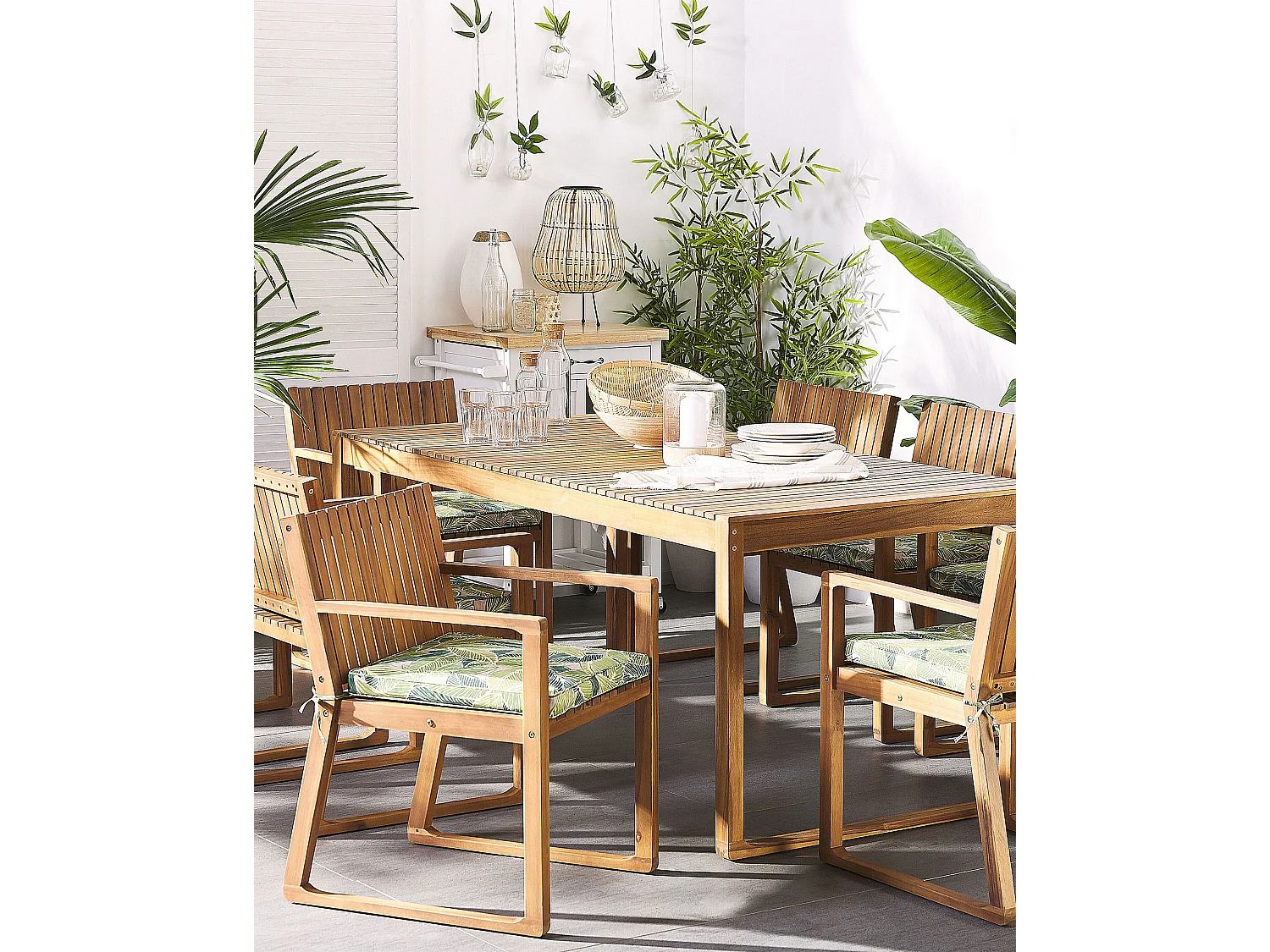 Set van 8 stoelen met zitkussen SASSARI Acaciahout Groen