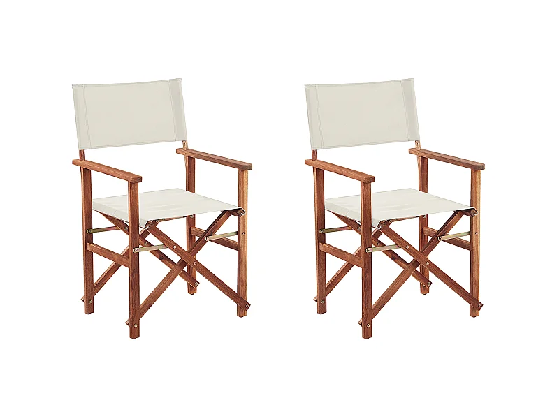 Gartenstuhl 2er Set CINE Akazienholz Cremeweiss