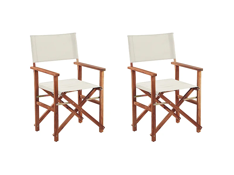 Zestaw 2 krzeseł ogrodowych CINE Drewno akacjowe Złamana biel