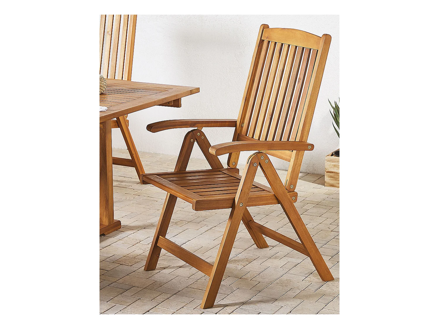 Lot de 2 chaises de jardin JAVA Acacia Marron clair