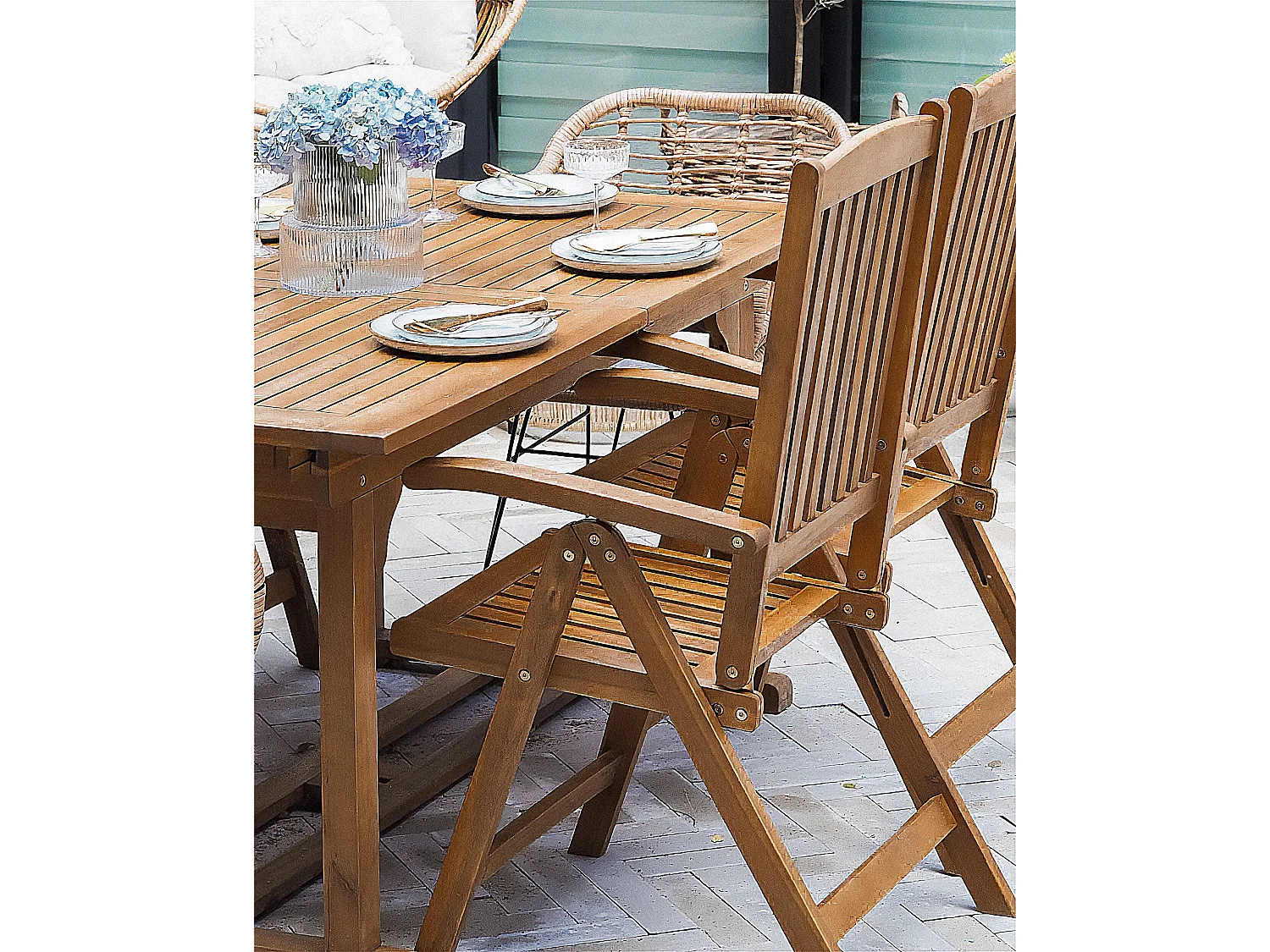 Set di 2 sedie da giardino JAVA Legno d'acacia Marrone chiaro