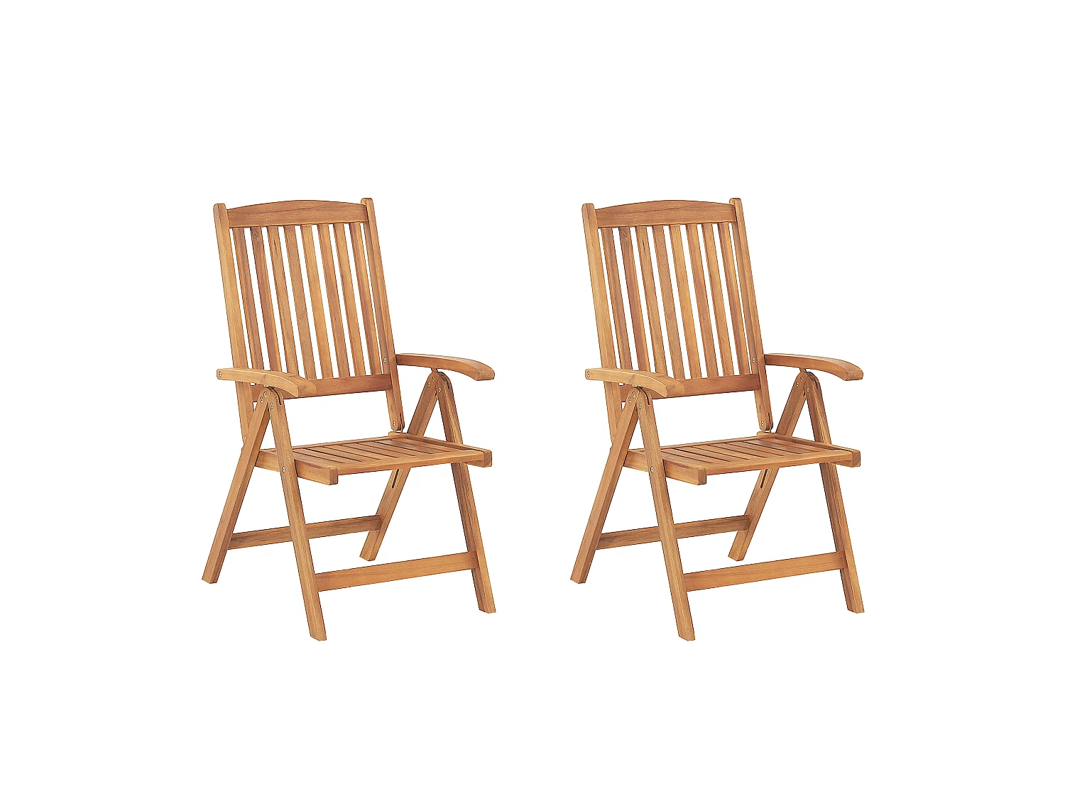Gartenstuhl 2er Set hellbraun Akazienholz verstellbar klappbar Java