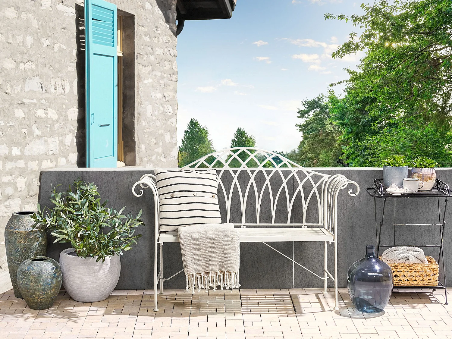 Banc de jardin MILAZZO 130 cm Métal Blanc