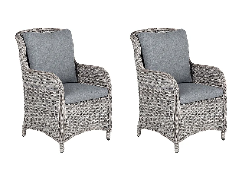 Lot de 2 chaises de jardin avec coussins CASCAIS Gris