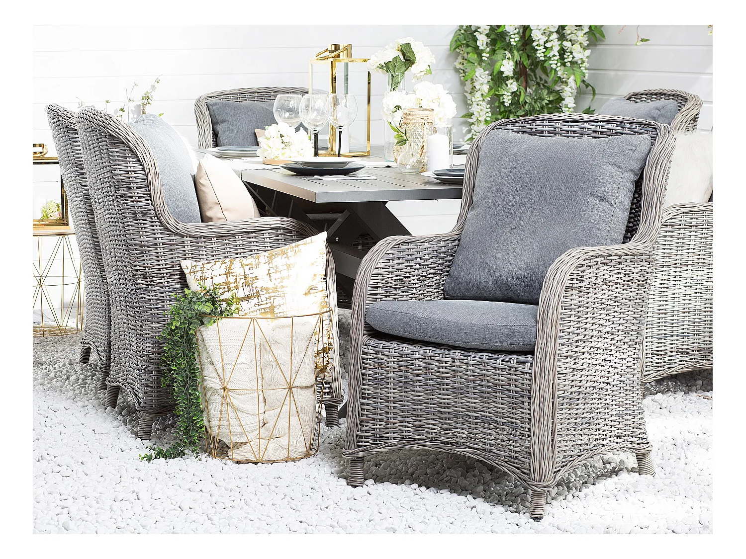 Lot de 2 chaises de jardin avec coussins CASCAIS Gris