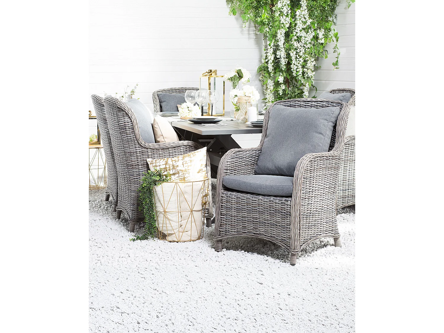 Set van 2 stoelen met zitkussen CASCAIS Grijs