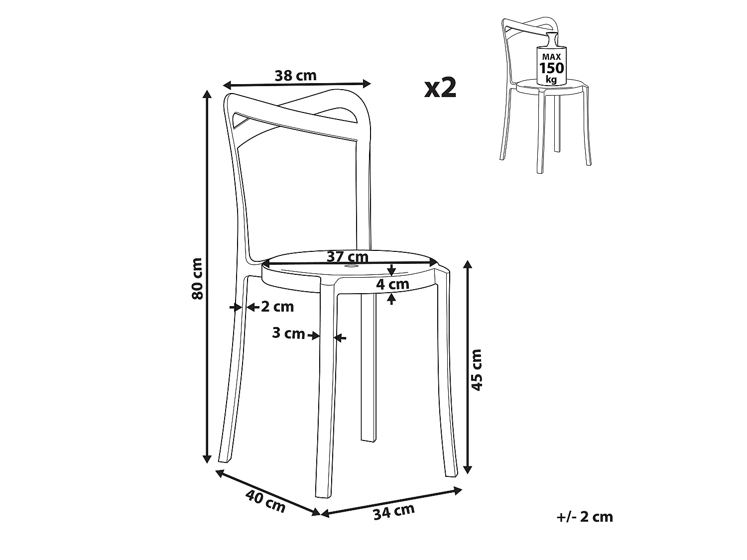 Conjunto de 2 sillas de jardín CAMOGLI Turquesa