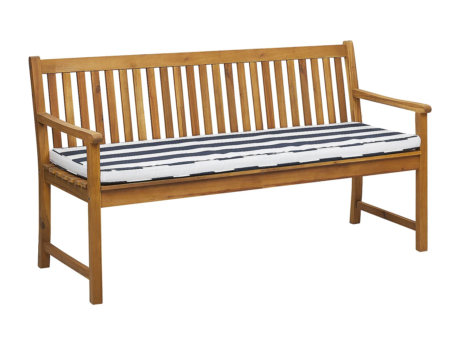 Banc avec coussin d\'assise VIVARA 160 cm Bois d\'acacia certifié Bleu marine