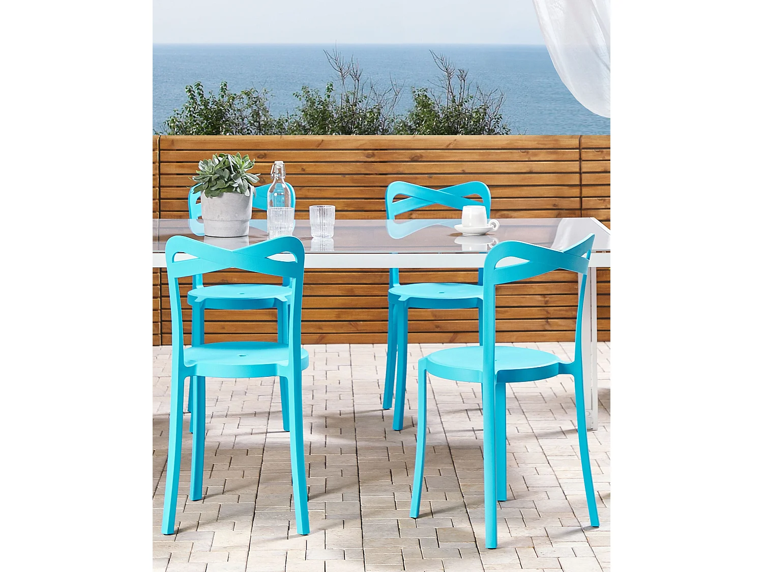Lot de 4 chaises de jardin CAMOGLI Turquoise