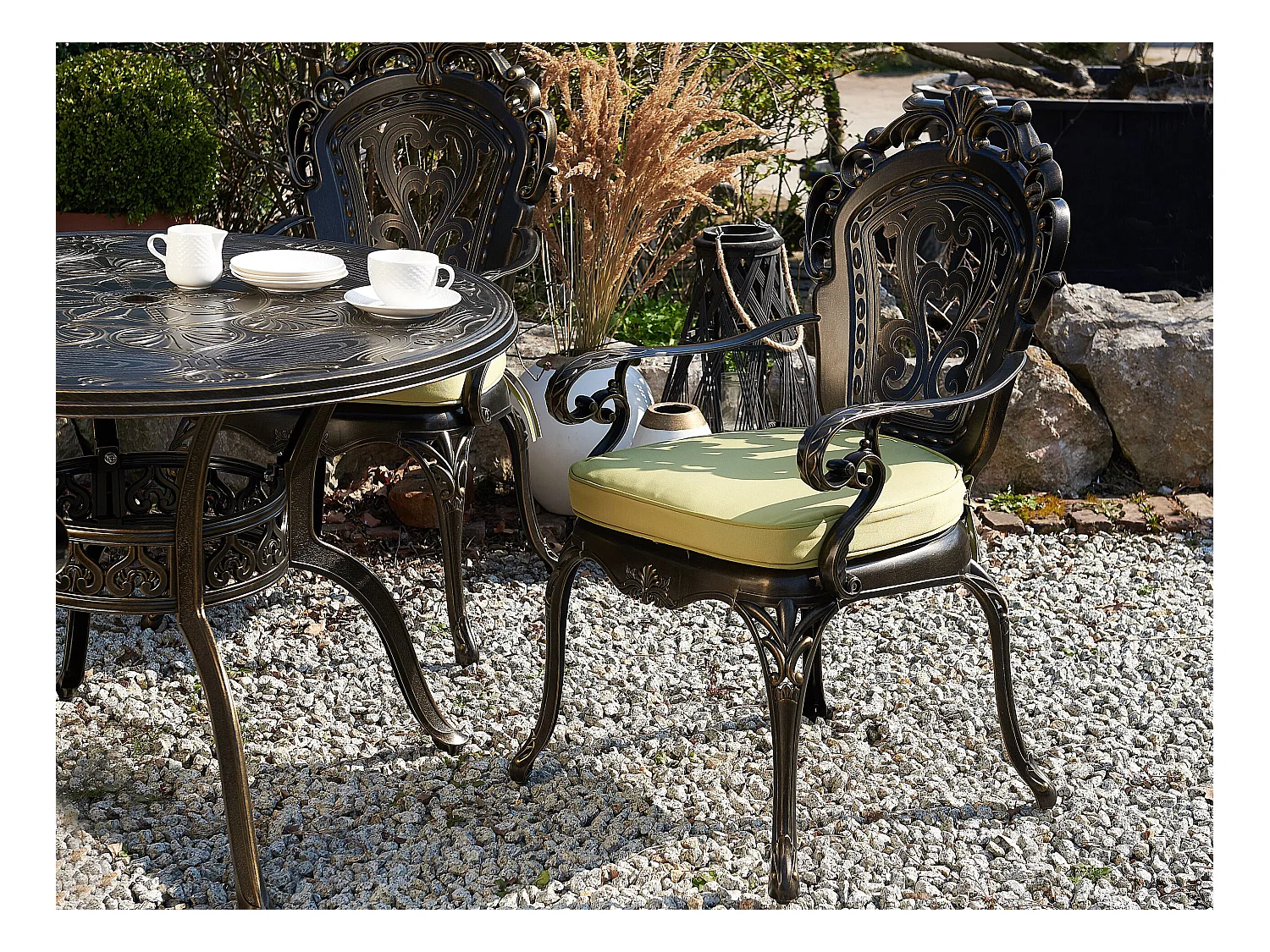 Lot de 2 chaises de jardin avec coussins SAPRI Métal Marron foncé
