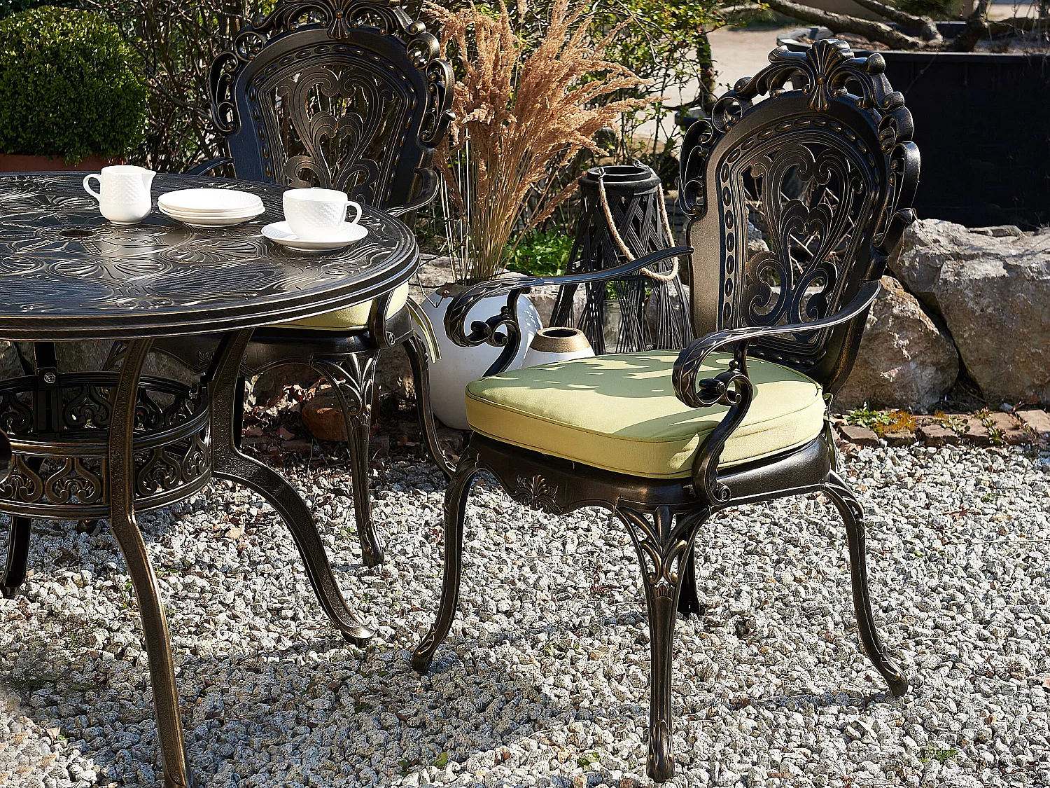 Set di 2 sedie da giardino con cuscini SAPRI Metallo Marrone scuro