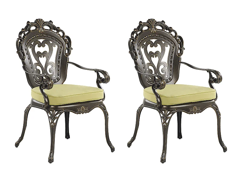 Lot de 2 chaises de jardin avec coussins SAPRI Métal Marron foncé