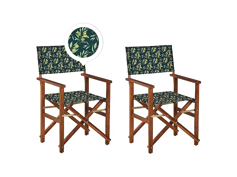 Lot de 2 chaises de jardin CINE Acacia Vert foncé