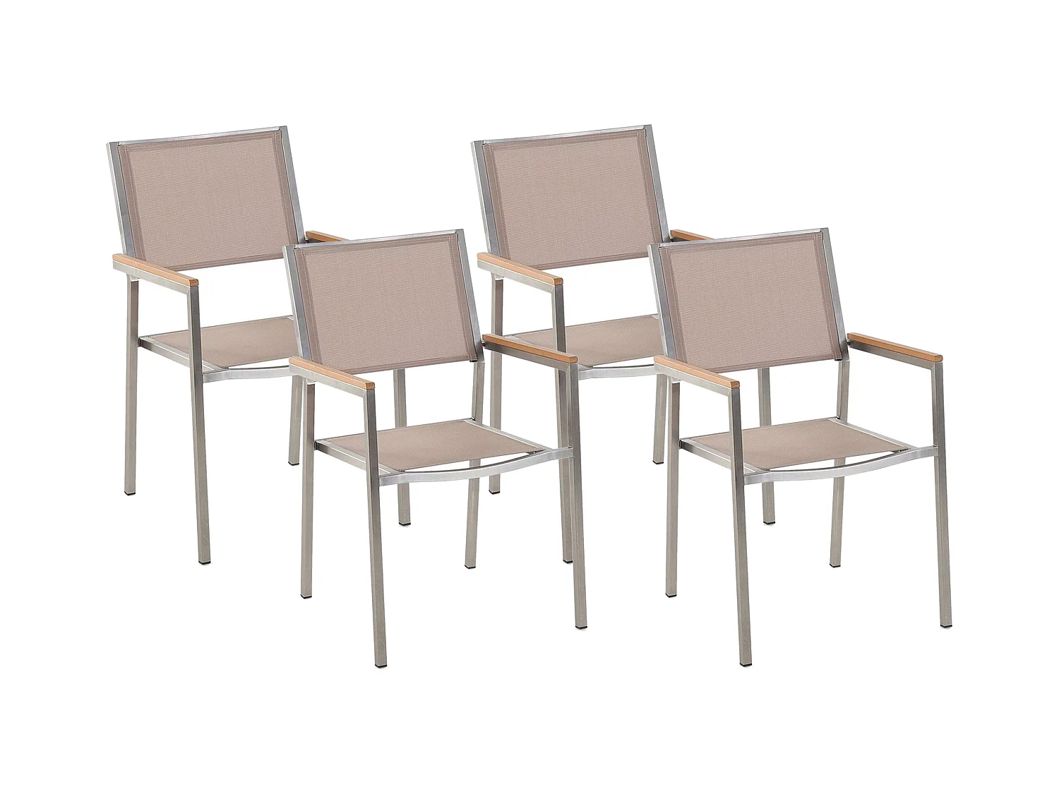 Lot de 4 chaises de jardin GROSSETO Acier inox Beige