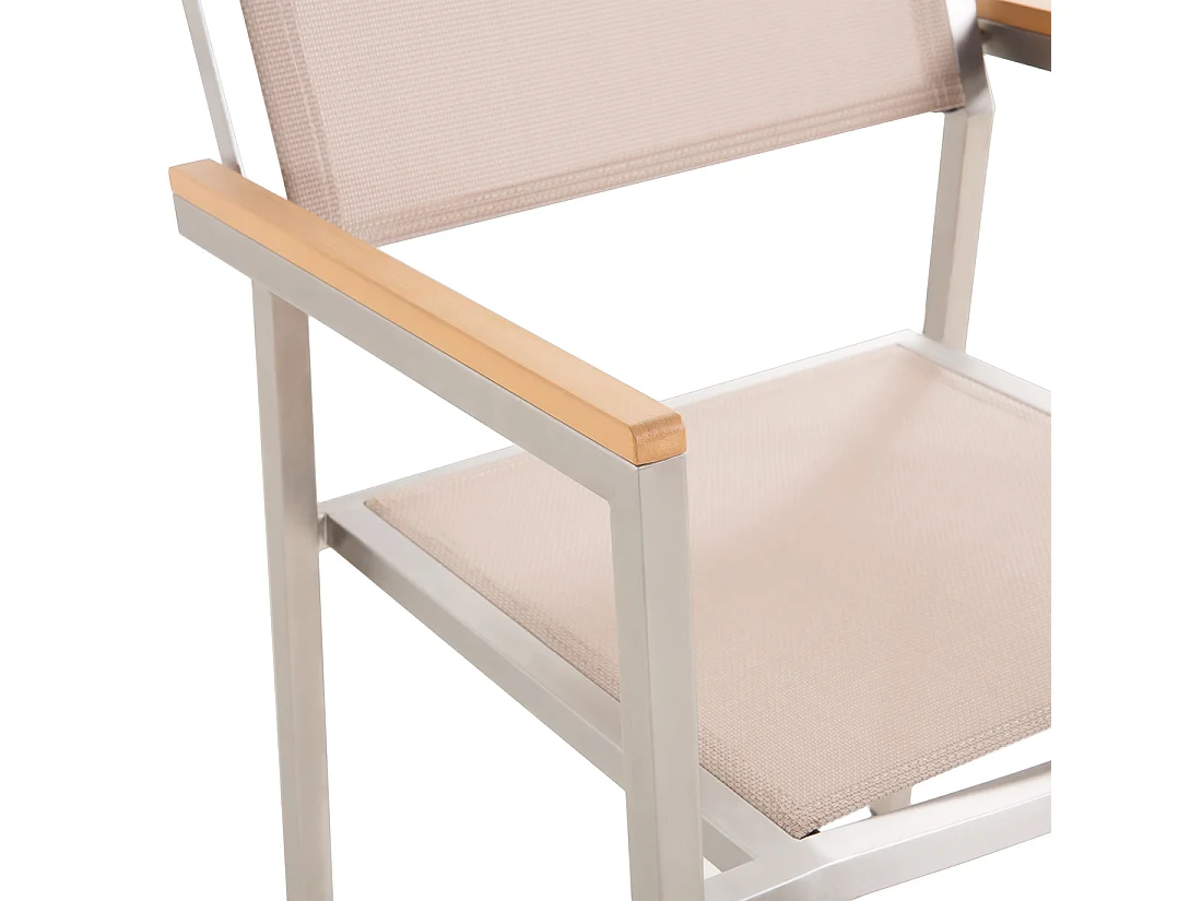 Lot de 4 chaises de jardin GROSSETO Acier inox Beige