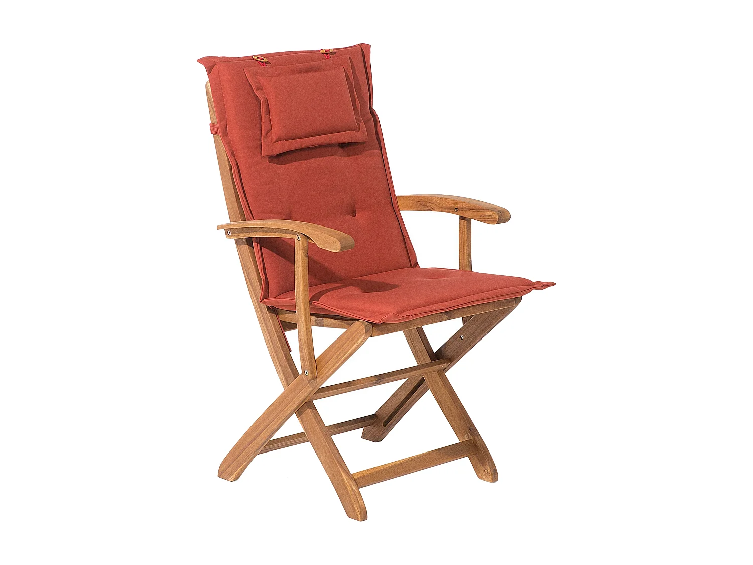 Lot de 2 chaises de jardin avec coussins MAUI Acacia Rouge foncé