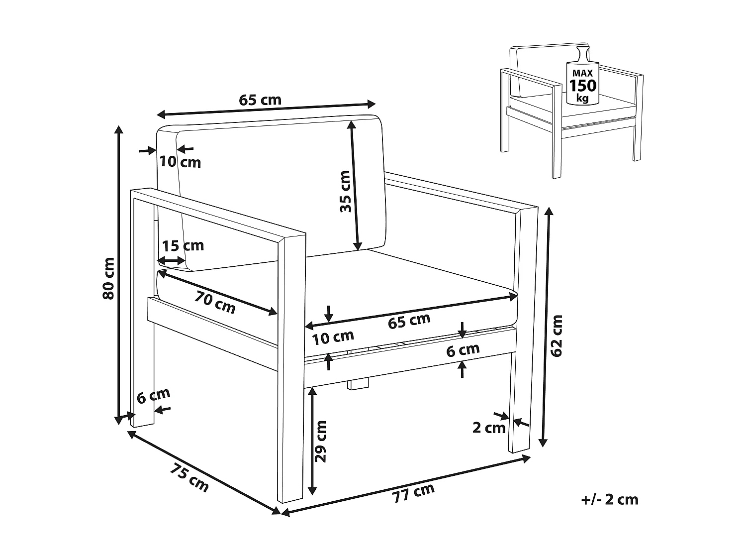 Fotel ogrodowy SALERNO Metal Jasnoszary