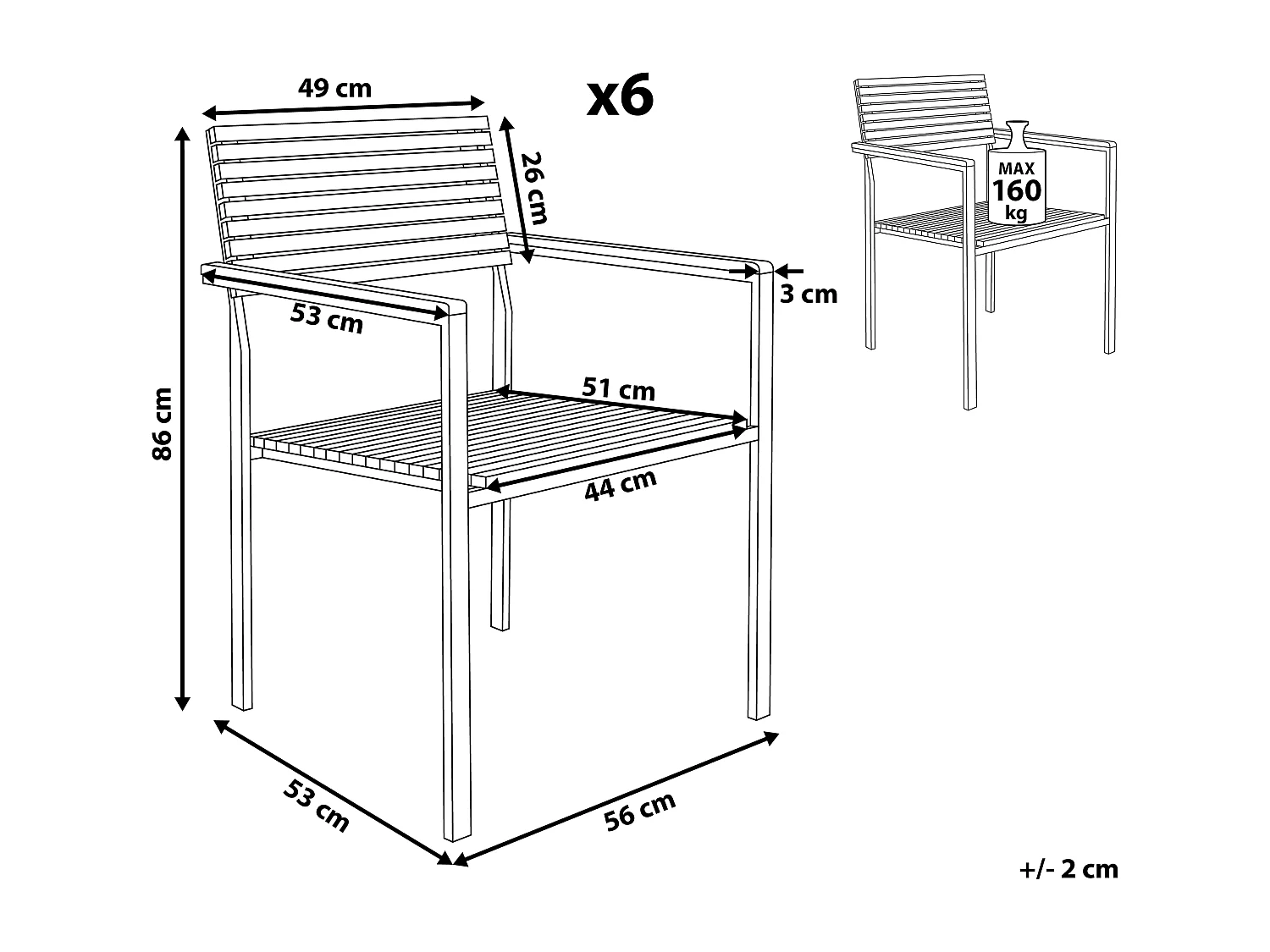 Set van 6 tuinstoelen VIAREGGIO Hout Bruin