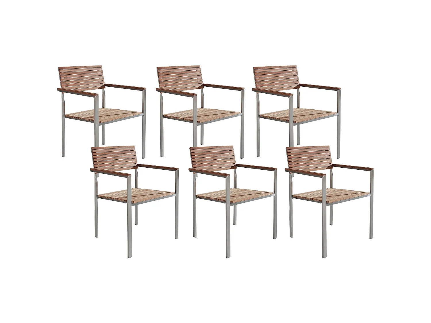 Gartenstuhl 6er Set VIAREGGIO Holz Braun
