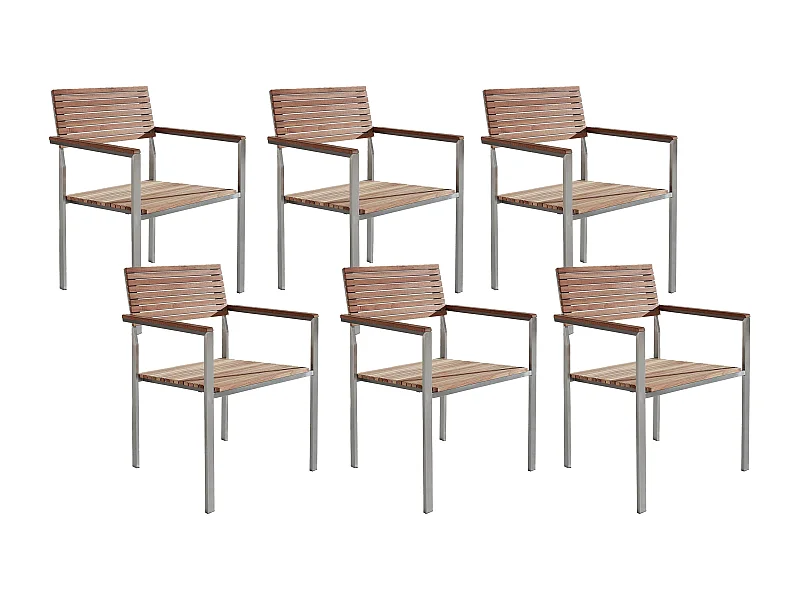 Lot de 6 chaises de jardin VIAREGGIO Teck Marron
