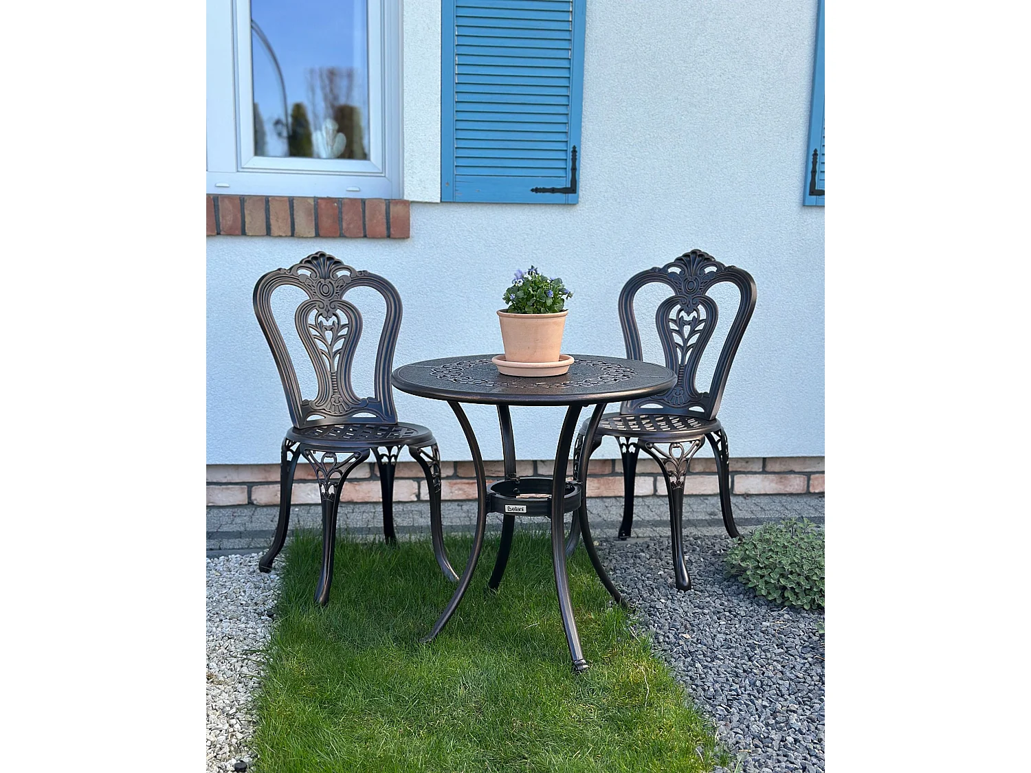 Gartenstuhl 2er Set BOVINO Metall Dunkelbraun
