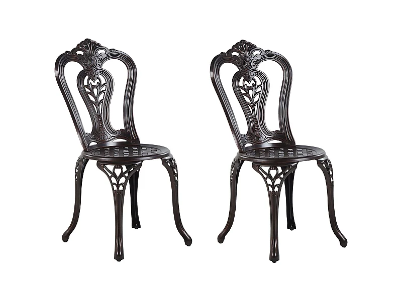 Lot de 2 chaises de jardin BOVINO Métal Marron foncé
