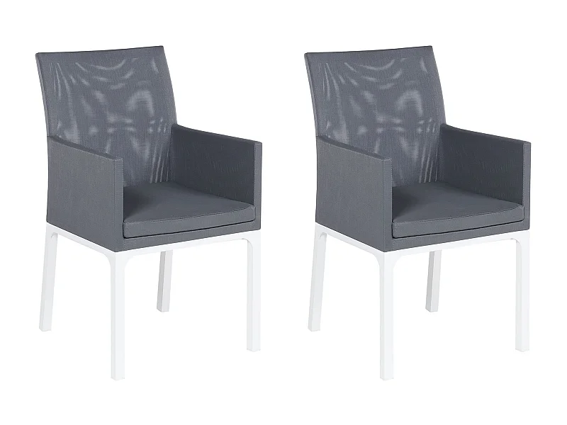 Lot de 2 chaises de jardin avec coussins BACOLI Tissu Gris foncé