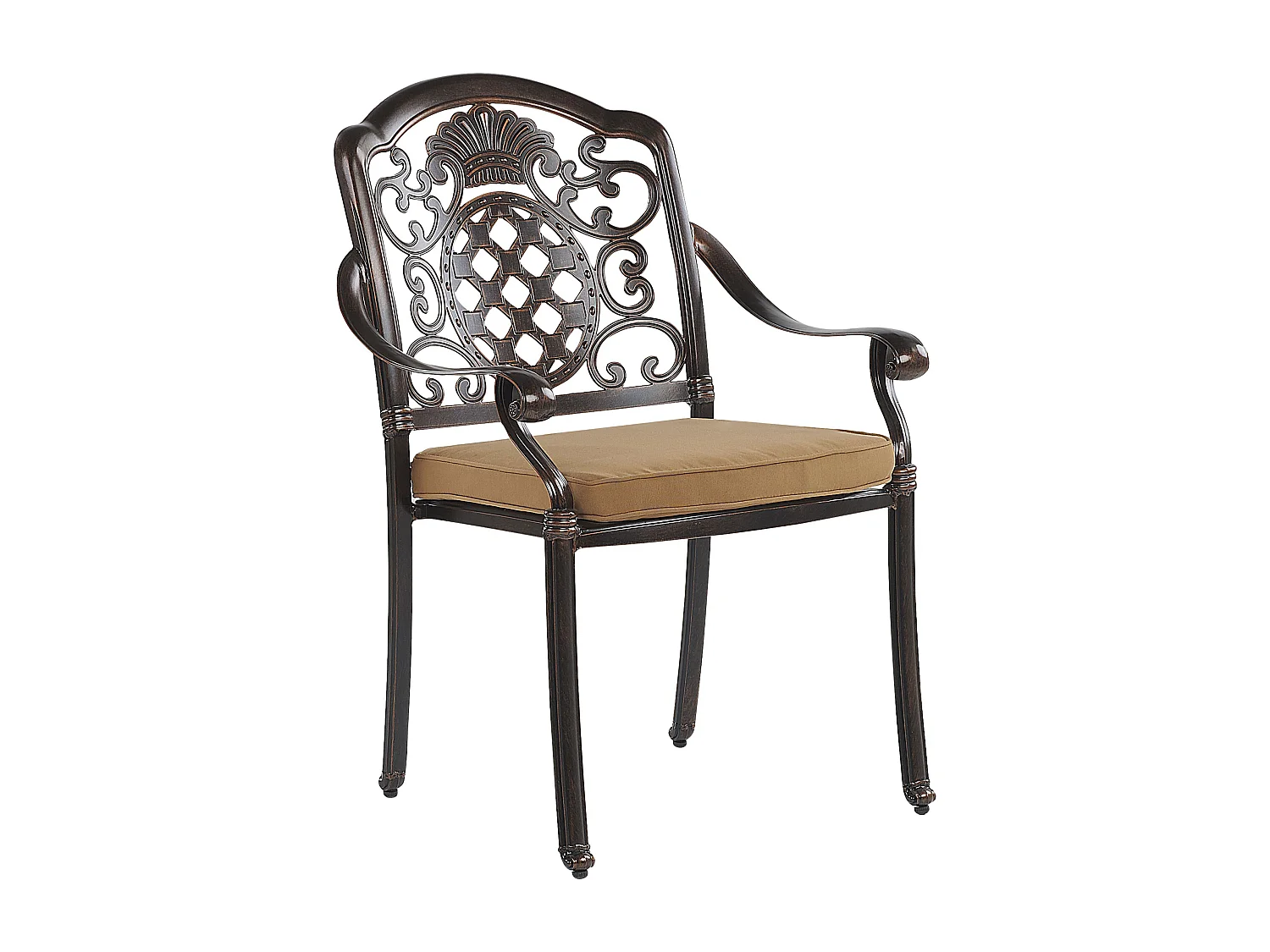 Lot de 4 chaises de jardin avec coussins SALENTO Métal Marron foncé