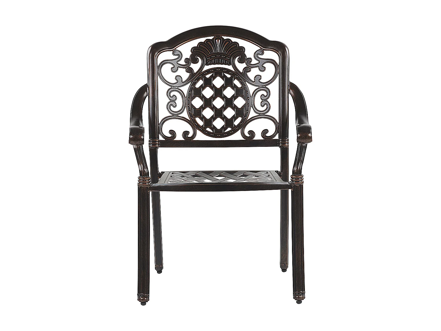 Lot de 4 chaises de jardin avec coussins SALENTO Métal Marron foncé