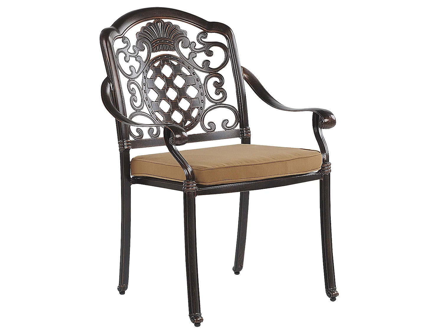 Lot de 4 chaises de jardin avec coussins SALENTO Métal Marron foncé