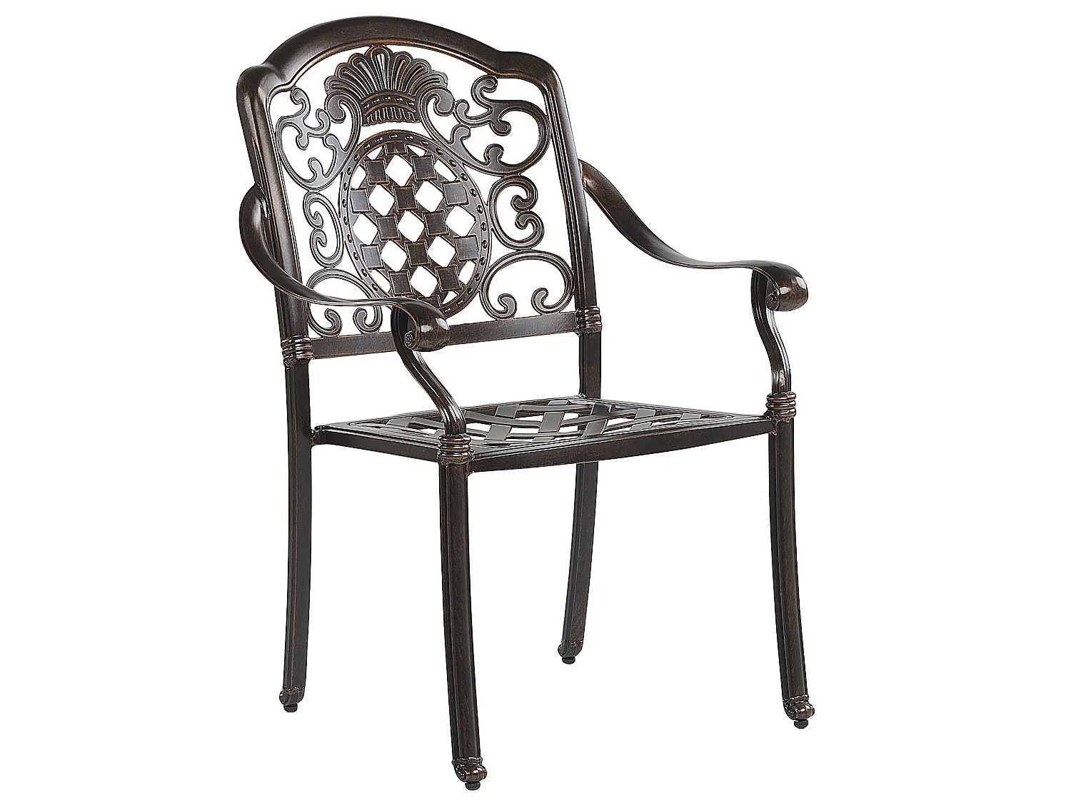 Lot de 4 chaises de jardin avec coussins SALENTO Métal Marron foncé