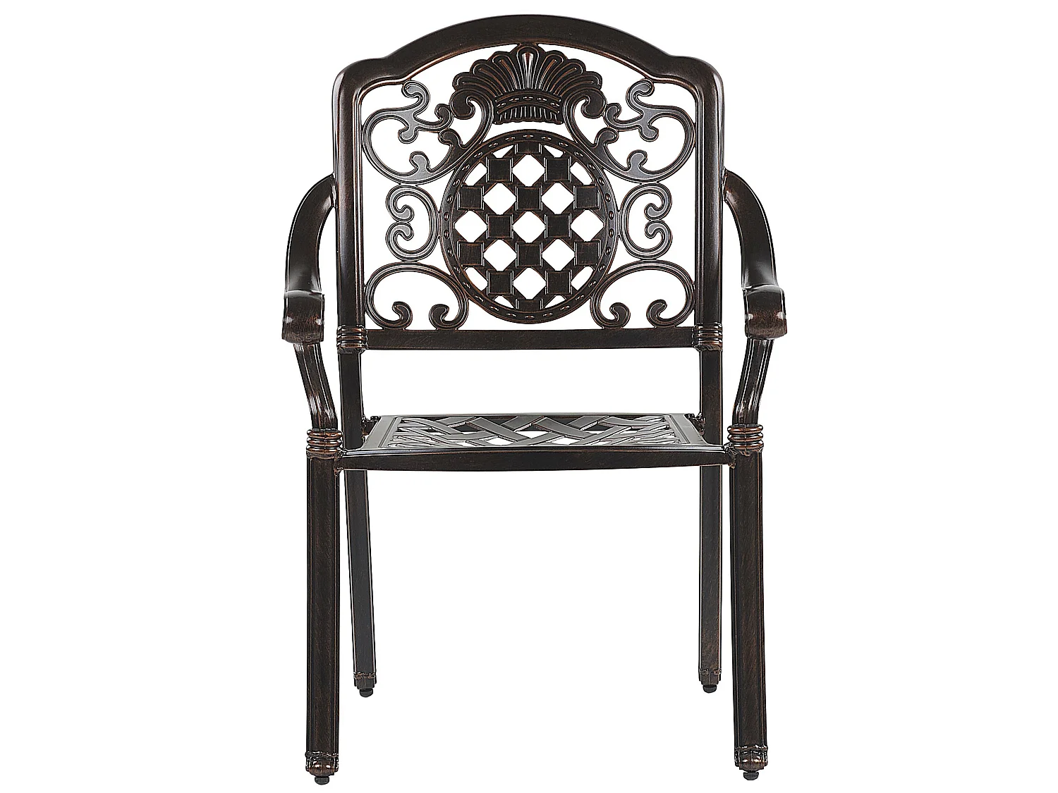 Lot de 4 chaises de jardin avec coussins SALENTO Métal Marron foncé