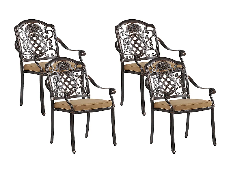 Elegantes Set bestehend aus 4 Gartenstühlen in Dunkelbraun Aluminium Salento