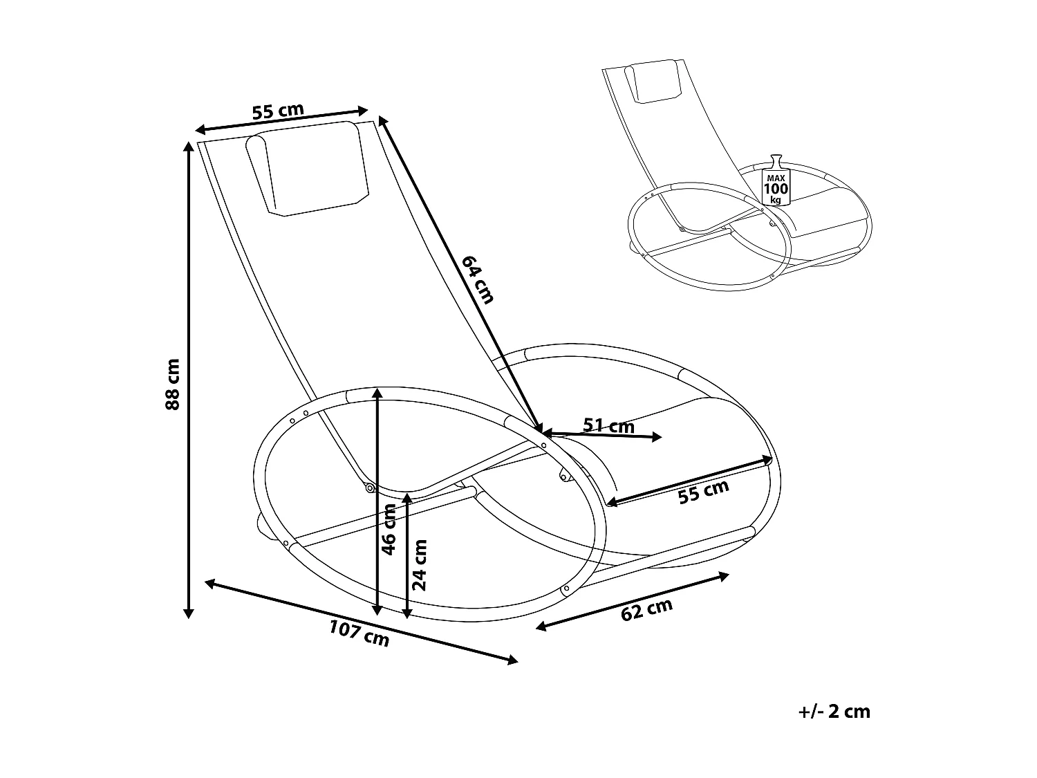 Leżak ogrodowy bujany CAMPO Szary